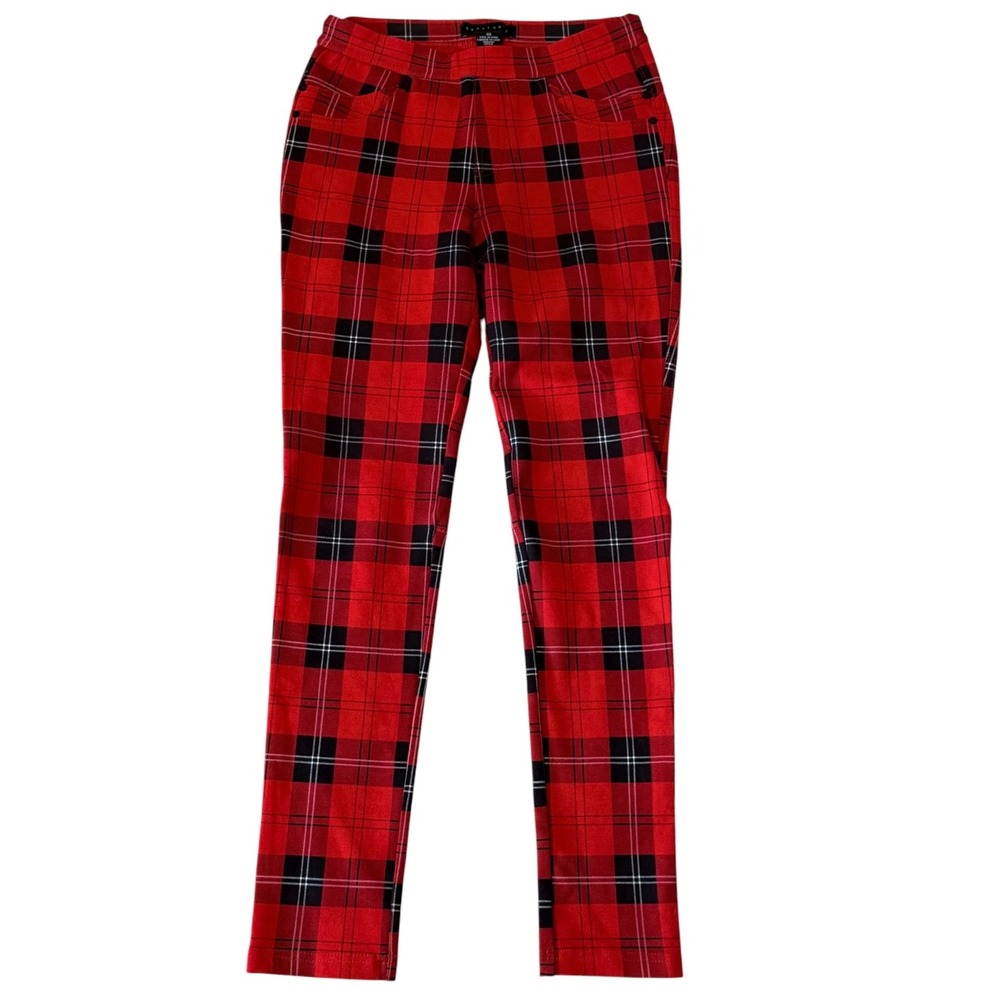 Sanctuary Runway Plaid Legging Womens XS‎ Red Black Tartan Pull On Stretch Pants